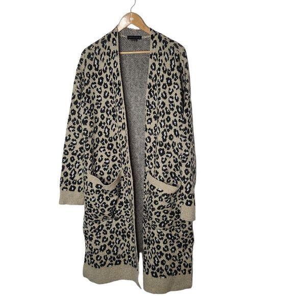 Sanctuary Leopard Print Long Length Cardigan‎ sz  L - Picture 1 of 6